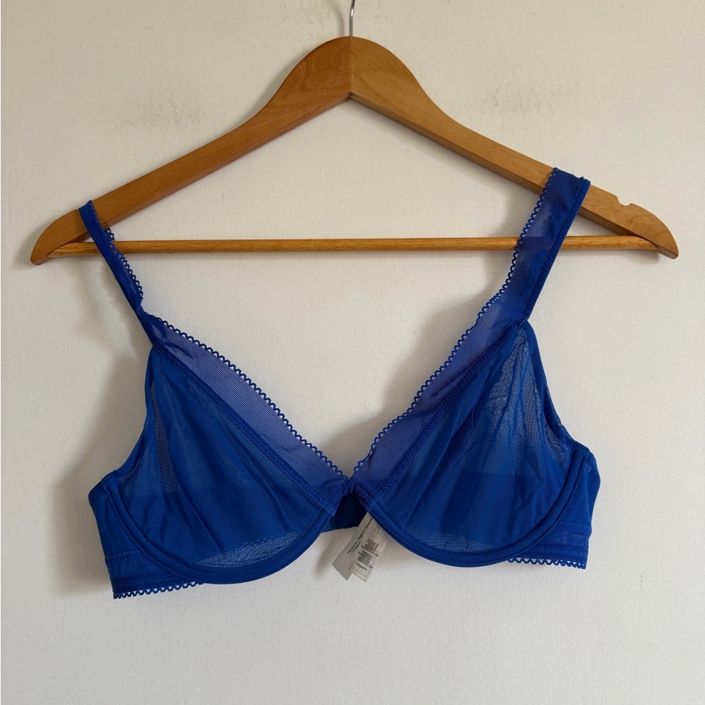 Princesse Tam Tam Royal Blue Underwire Mesh Dainty Bra size 34C EUC